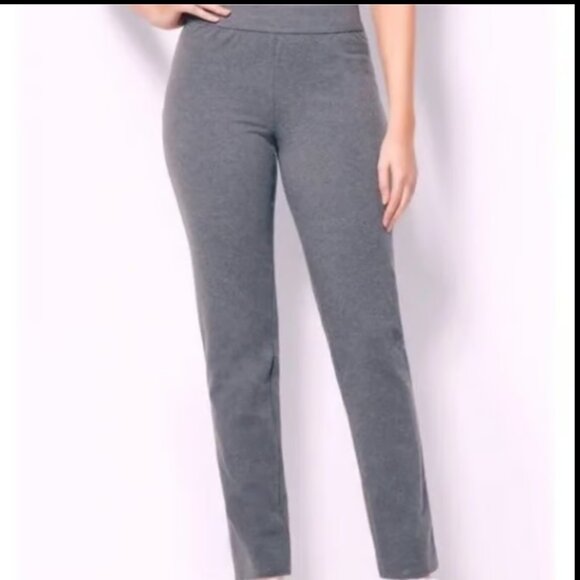 T by TALBOTS CHARCOAL HEATHER GRAY STRAIGHT ANKLE PULL ON KNIT PANTS S NWT - Picture 1 of 5